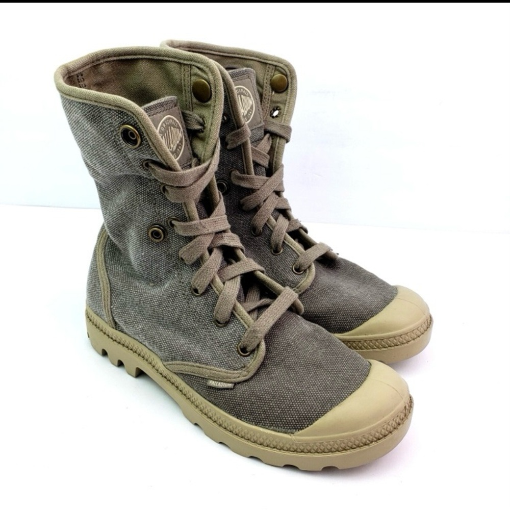 Palladium Khaki and Olive Canvas Footwear
